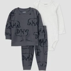 Carter's Just One You® Baby Boys' 3pc Bear Sweatshirt & Jogger Set - Gray -Carter's Just One You GUEST 914052e9 2033 4e35 bf89 361d90fedee2