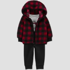 Carter's Just One You®️ Baby Boys' Buffalo Checkered Sherpa Top & Bottom Set
