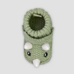 Carter's Just One You® Baby Boys' Knitted Dino Slippers - Green: Newborn Dinosaur Booties