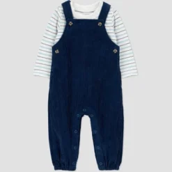Carter's Just One You® Baby Boys 2pc Striped Long Sleeve T-Shirt And Overalls Set - Blue