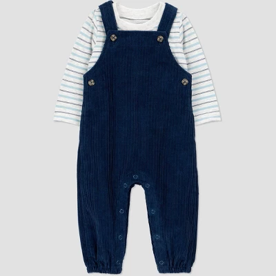 Carter's Just One You® Baby Boys 2pc Striped Long Sleeve T-Shirt And Overalls Set - Blue 3 Carter's Just One You® Baby Boys 2pc Striped Long Sleeve T-Shirt And Overalls Set - Blue