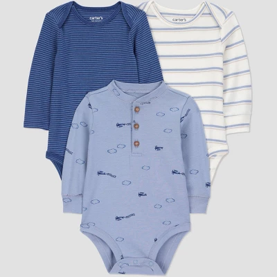 Carter's Just One You® Baby Boys' 3pk Airplanes Long Sleeve Bodysuit - Blue 9 Carter's Just One You® Baby Boys' 3pk Airplanes Long Sleeve Bodysuit - Blue - Image 7