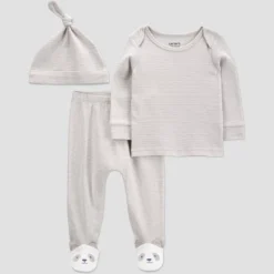 Carter's Just One You® Baby Boys' 3pc Long Sleeve Panta Feet Top & Bottom Set - Ivory -Carter's Just One You GUEST a37cc827 31a1 4951 9c1f 528f9c3bac33