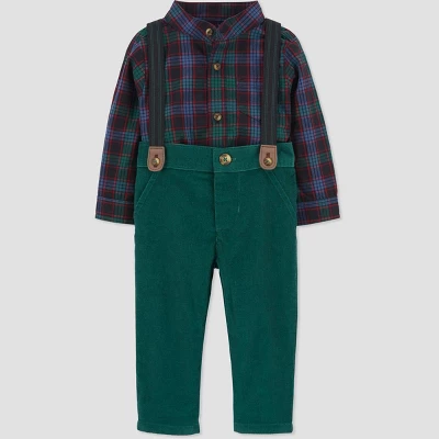Carter's Just One You®️ Baby Boys' Plaid Top & Bottom Set - Green 4 Carter's Just One You®️ Baby Boys' Plaid Top & Bottom Set - Green - Image 2