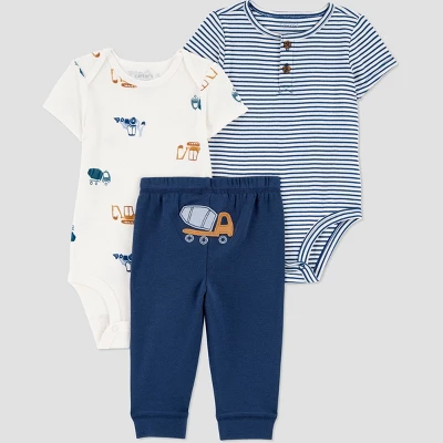 Carter's Just One You® Baby Boys' 3pc Construction Printed Bodysuit Set - Blue 7 Carter's Just One You® Baby Boys' 3pc Construction Printed Bodysuit Set - Blue - Image 5