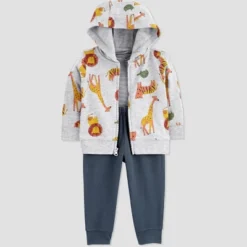 Carter's Just One You® Baby Boys' Safari Cotton Cardigan & Bodysuit - Gray