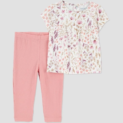 Carter's Just One You® Baby Girls' 2pc Floral Top & Bottom Set - Cream 6 Carter's Just One You® Baby Girls' 2pc Floral Top & Bottom Set - Cream - Image 4