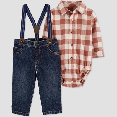 Carter's Just One You®️ Baby Boys' Plaid Top & Bottom Set - Brown 6 Carter's Just One You®️ Baby Boys' Plaid Top & Bottom Set - Brown - Image 4