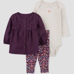 Carter's Just One You®️ Baby Girls' Floral Top & Bottom Set - Dark Purple/Cream 7 Carter's Just One You®️ Baby Girls' Floral Top & Bottom Set - Dark Purple/Cream -Carter's Just One You GUEST b4522d7a 978c 48e8 9d52 fbfc8c13bfdd