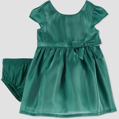 Carter's Just One You® Baby Girls' Short Sleeve Shiny Dress - Green 3 Carter's Just One You® Baby Girls' Short Sleeve Shiny Dress - Green