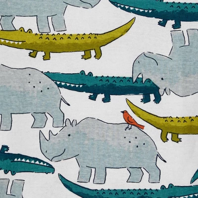 Carter's Just One You® Toddler Boys' Gators And Rhinos Long Sleeve Pajama Set - Gray/Teal Blue 4 Carter's Just One You® Toddler Boys' Gators And Rhinos Long Sleeve Pajama Set - Gray/Teal Blue - Image 2