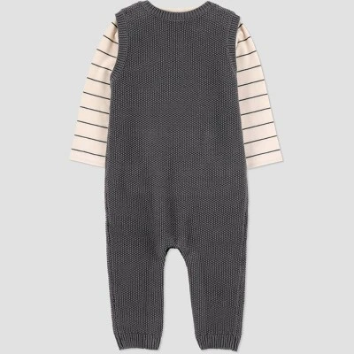 Carter's Just One You® Baby Boys' 2pc Striped Long Sleeve T-Shirt And Overalls Set - Gray 4 Carter's Just One You® Baby Boys' 2pc Striped Long Sleeve T-Shirt And Overalls Set - Gray - Image 2