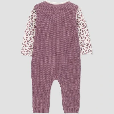 Carter's Just One You® Baby Girls' 2pc Floral Long Sleeve Shirt And Sweater Overall Set - Plum 4 Carter's Just One You® Baby Girls' 2pc Floral Long Sleeve Shirt And Sweater Overall Set - Plum - Image 2