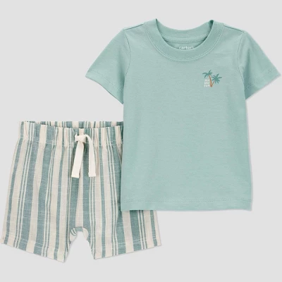 Carter's Just One You® Baby Boys' Striped Surfs Up Top & Bottom Set - Green 5 Carter's Just One You® Baby Boys' Striped Surfs Up Top & Bottom Set - Green - Image 3