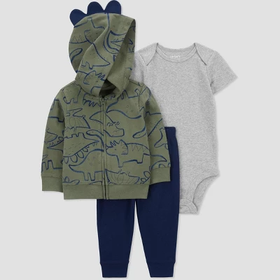 Carter's Just One You® Baby Boys' Dino Cotton Cardigan & Bodysuit - Green/Gray 6 Carter's Just One You® Baby Boys' Dino Cotton Cardigan & Bodysuit - Green/Gray - Image 4