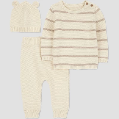 Carter's Just One You® Baby 3pc Striped Bear Sweater Top & Pants Set - Cream 7 Carter's Just One You® Baby 3pc Striped Bear Sweater Top & Pants Set - Cream - Image 5