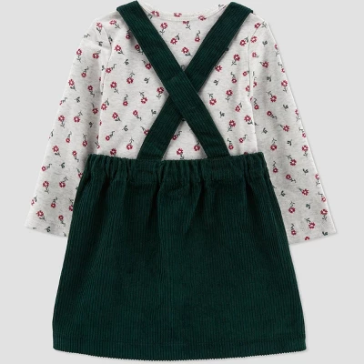 Carter's Just One You®️ Baby Girls' Floral Top & Skirtall Set - Dark Green/Gray 4 Carter's Just One You®️ Baby Girls' Floral Top & Skirtall Set - Dark Green/Gray - Image 2