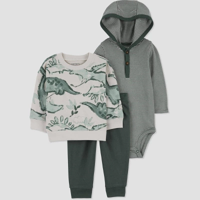 Carter's Just One You® Baby Boys' Striped Top & Bottom Set - Green 5 Carter's Just One You® Baby Boys' Striped Top & Bottom Set - Green - Image 3