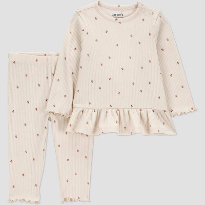 Carter's Just One You® Baby Girls' 2pc Heart Printed Top & Bottom Set - Ivory 5 Carter's Just One You® Baby Girls' 2pc Heart Printed Top & Bottom Set - Ivory - Image 3