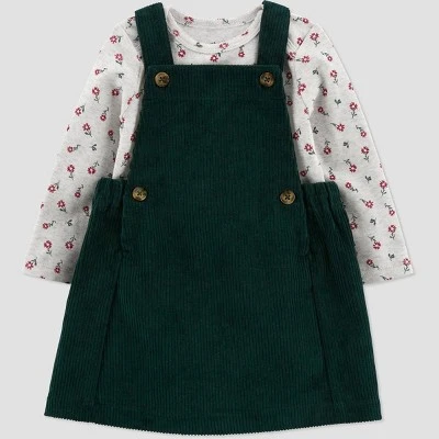 Carter's Just One You®️ Baby Girls' Floral Top & Skirtall Set - Dark Green/Gray 3 Carter's Just One You®️ Baby Girls' Floral Top & Skirtall Set - Dark Green/Gray