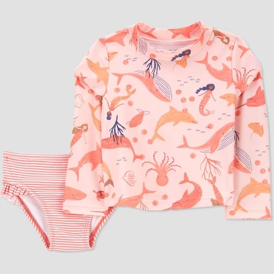 Carter's Just One You® Toddler Girls' 2pc Mermaid Rash Guard Set - Pink 5 Carter's Just One You® Toddler Girls' 2pc Mermaid Rash Guard Set - Pink - Image 3