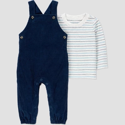 Carter's Just One You® Baby Boys 2pc Striped Long Sleeve T-Shirt And Overalls Set - Blue 9 Carter's Just One You® Baby Boys 2pc Striped Long Sleeve T-Shirt And Overalls Set - Blue - Image 7