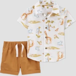 Carter's Just One You® Baby Boys' Safari Top & Bottom Set - White/Brown -Carter's Just One You GUEST e3dd5a39 20fb 4044 b622 b50a198d8c53