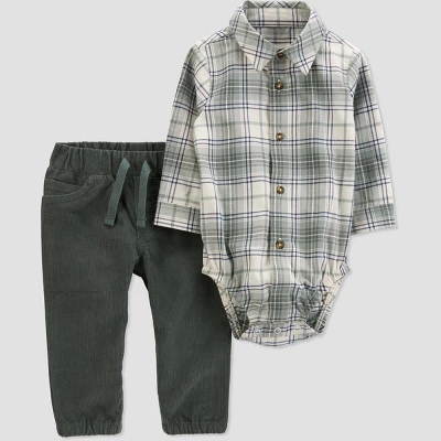Carter's Just One You®️ Baby Boys' Plaid Top & Pants Set - Green 5 Carter's Just One You®️ Baby Boys' Plaid Top & Pants Set - Green - Image 3