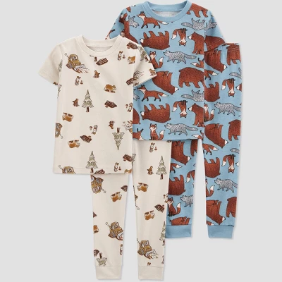 Carter's Just One You® Toddler Boys' Bears And Woodland Short Sleeve Pajama Set - Cream/Blue 5 Carter's Just One You® Toddler Boys' Bears And Woodland Short Sleeve Pajama Set - Cream/Blue - Image 4
