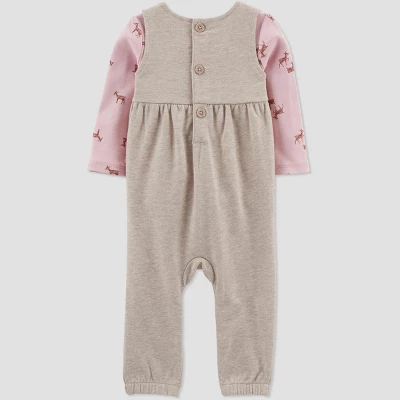 Carter's Just One You®️ Baby Girls' Deer Top & Overalls Set - Brown 4 Carter's Just One You®️ Baby Girls' Deer Top & Overalls Set - Brown - Image 2