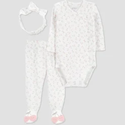 Carter's Just One You® Baby Girls' 3pc Footed Headband Top & Bottom Set - Pink -Carter's Just One You GUEST ef263a4f ac03 486b b01d 78a1f715ca43