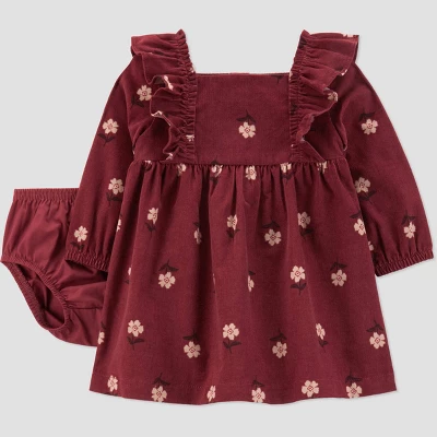 Carter's Just One You® Baby Girls' 2pc Floral Dress - Maroon 7 Carter's Just One You® Baby Girls' 2pc Floral Dress - Maroon - Image 5