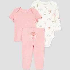 Carter's Just One You® Baby Girls' 3pc Striped Giraffe Bodysuit Set - Pink -Carter's Just One You GUEST f28bb7c4 7645 4e4f a6f1 f3b2d04d0a00