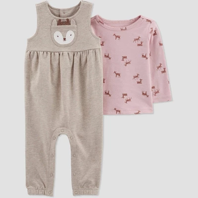 Carter's Just One You®️ Baby Girls' Deer Top & Overalls Set - Brown 7 Carter's Just One You®️ Baby Girls' Deer Top & Overalls Set - Brown - Image 5
