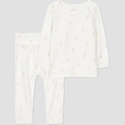 Carter's Just One You® Baby Girls' 2pc Floral Comfy Soft Top & Bottom Set - Ivory 7 Carter's Just One You® Baby Girls' 2pc Floral Comfy Soft Top & Bottom Set - Ivory - Image 5