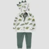 Carter's Just One You® Baby Boys' 3pc French Terry Dinosaur Sweatshirt, Short Sleeve Bodysuit & Pants Set - Green -Carter's Just One You GUEST f9ece4c6 372c 49ef 928b 6bcec372e60e