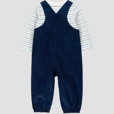 Carter's Just One You® Baby Boys 2pc Striped Long Sleeve T-Shirt And Overalls Set - Blue 4 Carter's Just One You® Baby Boys 2pc Striped Long Sleeve T-Shirt And Overalls Set - Blue - Image 2
