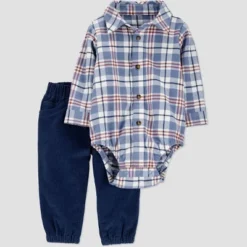 Carter's Just One You® Baby Boys' 2pc Plaid Button Up Bodysuit And Pants Set - Blue -Carter's Just One You GUEST fd082537 6e5c 4b90 bc07 41c1f3ba7d12